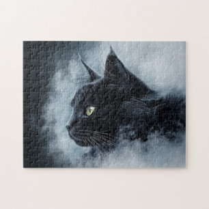 Black Cat in Fog Jigsaw Puzzle
