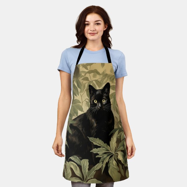 Black Cat in Lush Forest Apron (Worn)