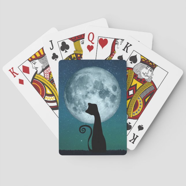 Black Cat In Moonlight Playing Cards (Back)
