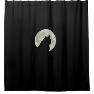 Black Cat in Moonlight Shower Curtain