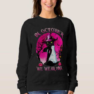 Black Cat In October We Wear Pink Halloween Sweatshirt