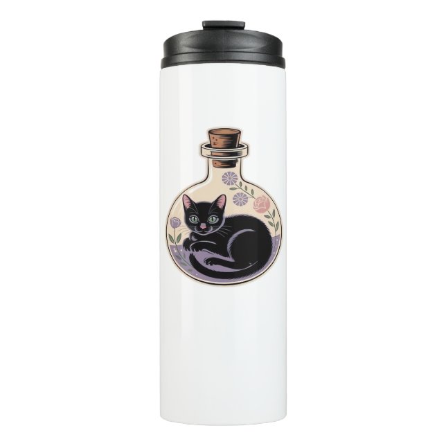 Black Cat in Potion Bottle Classic T-Shirt (Front)