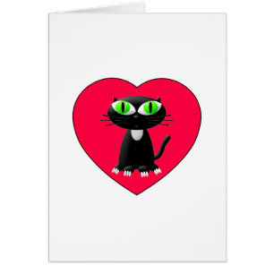 Black Cat In Red Heart