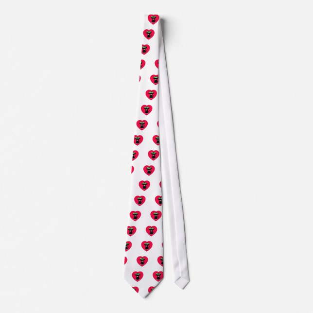 Black Cat In Red Heart Tie (Front)