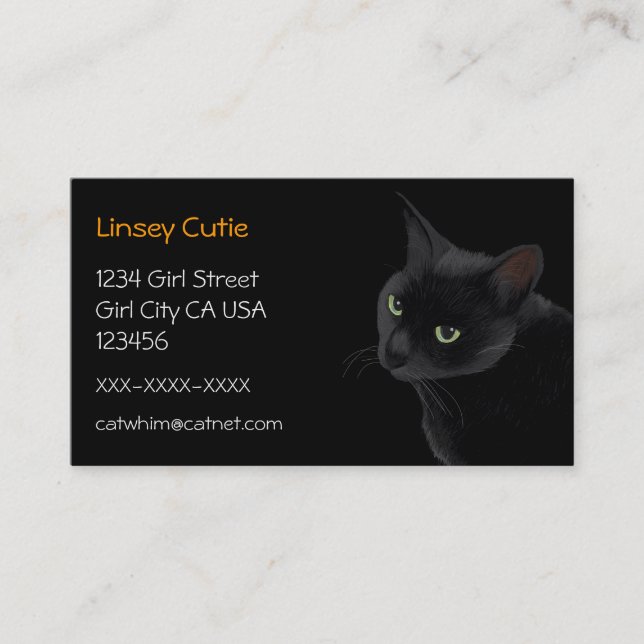 Black cat in the dark business card (Front)