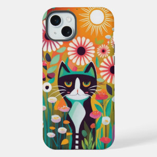 Black Cat in The Garden iPhone 15 Plus Case