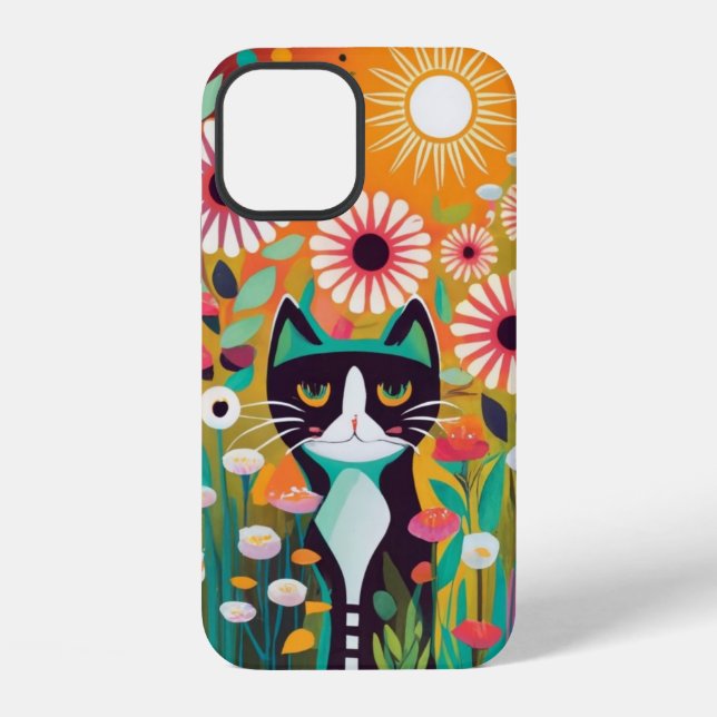 Black Cat in The Garden iPhone Case (Back)