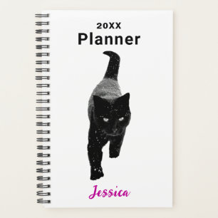 Black Cat in the Snow Personalized Name Planner