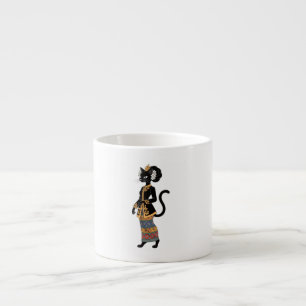 Black Cat in Traditional Batik Kebaya Art Espresso Cup