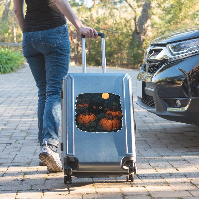 Black Cat in Witch Hat – Matcha Latte Magic Classi (Suitcase Insitu)