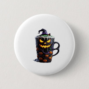 Black Cat in Witch Hat � Matcha Latte Magic Classi 6 Cm Round Badge