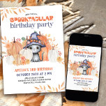 Black Cat in Witch Hat Spooktacular Kids Birthday Invitation<br><div class="desc">Kids halloween themed spooktacular birthday party invitation with spooky lettering,  which you can personalise for a child of any age. Watercolor fall themed design with cute black cat in a witch's had,  sitting in a pretty pumpkin patch.</div>