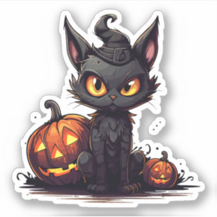 Black Cat in Witch`s Hat Meowloween Halloween