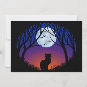 Black Cat Invitations Personalised Halloween Cards