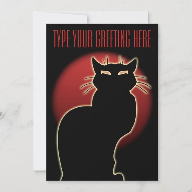 Black Cat Invitations Personalised Halloween Cards (Front)