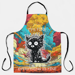 Black Cat "Its Fine, Im Fine Everything Is Fine" Apron
