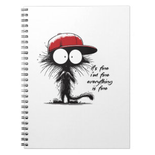 Black Cat It's Fine I'm Fine Everything Is Fine Fu Notebook
