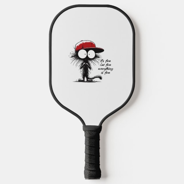 Black Cat It's Fine I'm Fine Everything Is Fine Fu Pickleball Paddle (Front)