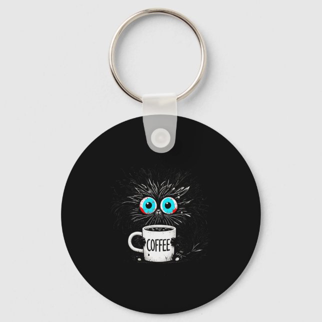 Black Cat Its Fine Im Fine Everything Is Fine Funn Key Ring (Front)