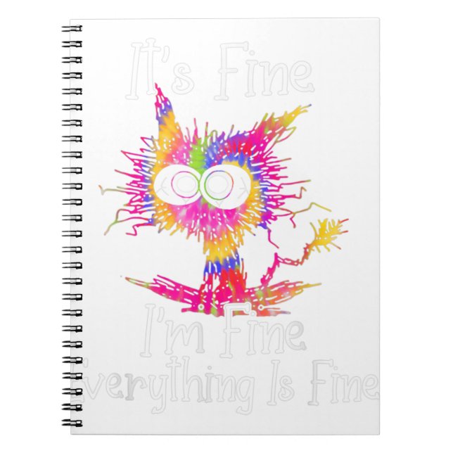 Black Cat It's Fine I'm Fine Everything Is Fine Ti Notebook (Front)