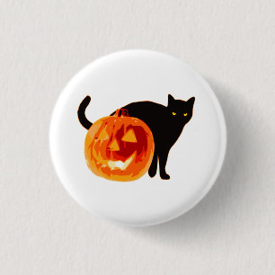 Black Cat & Jack O' Lantern Halloween Button