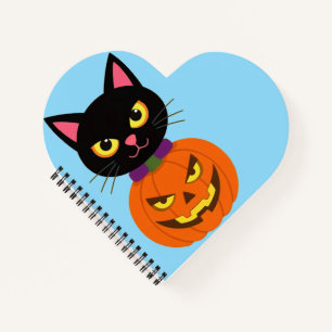 Black Cat & Jack-O'-Lantern Halloween Spooky Notebook
