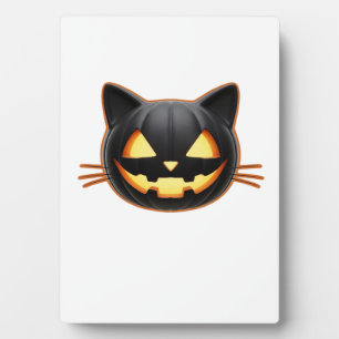 Black Cat Jack o'Lantern Emoji Classic T-Shirt Plaque
