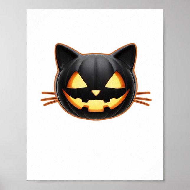 Black Cat Jack o'Lantern Emoji Classic T-Shirt Poster (Front)