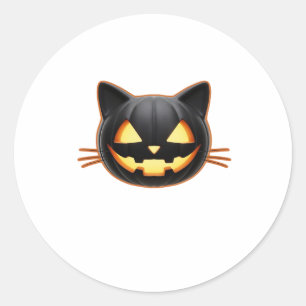 Black Cat Jack o'Lantern Emoji Classic T-Shirt Round Sticker