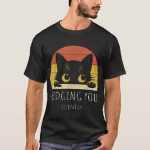 Black Cat Judging You Silently Sarcastic Cat  T-Shirt