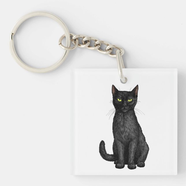 Black cat key ring (Front)