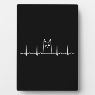 black cat kids heartbeat gift plaque
