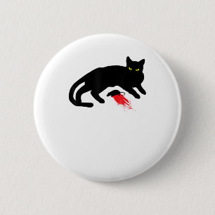 Black Cat Killer Instincts Dead Mouse Punk Goth 6 Cm Round Badge