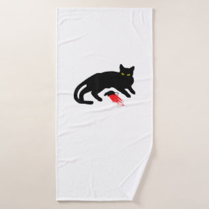 Black Cat Killer Instincts Dead Mouse Punk Goth Bath Towel