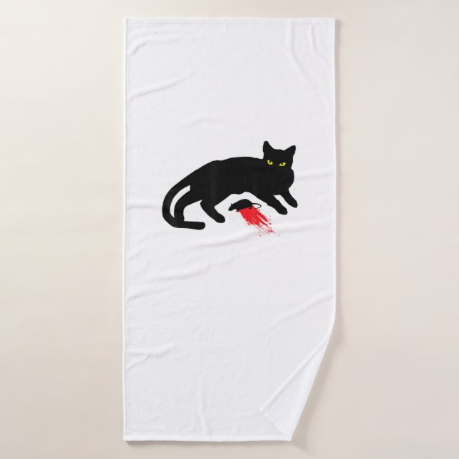 Black Cat Killer Instincts Dead Mouse Punk Goth  Bath Towel (Bath Towel)