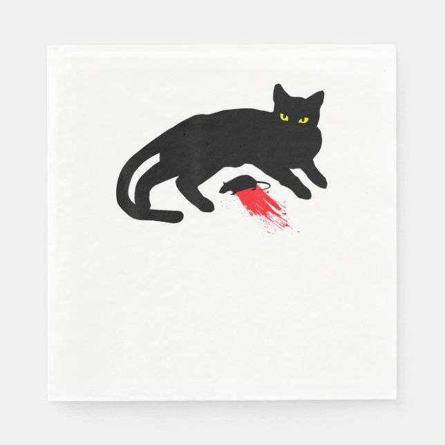 Black Cat Killer Instincts Dead Mouse Punk Goth  Napkin (Front)