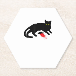 Black Cat Killer Instincts Dead Mouse Punk Goth Paper Coaster