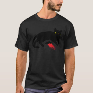 Black Cat Killer Instincts Dead Mouse Punk Goth T-Shirt