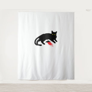 Black Cat Killer Instincts Dead Mouse Punk Goth Tapestry