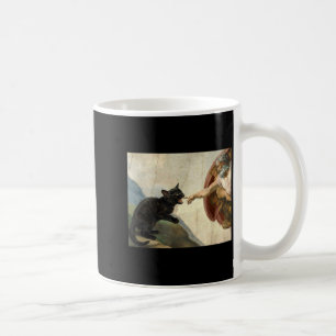 Black Cat Kitten Biting Gods Hand Coffee Mug
