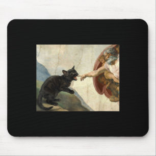 Black Cat Kitten Biting Gods Hand Mouse Pad