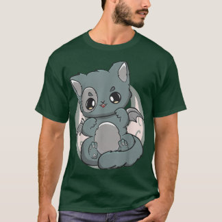Black Cat Kitten Cute Chibi Anime Neko Pastel Goth T-Shirt