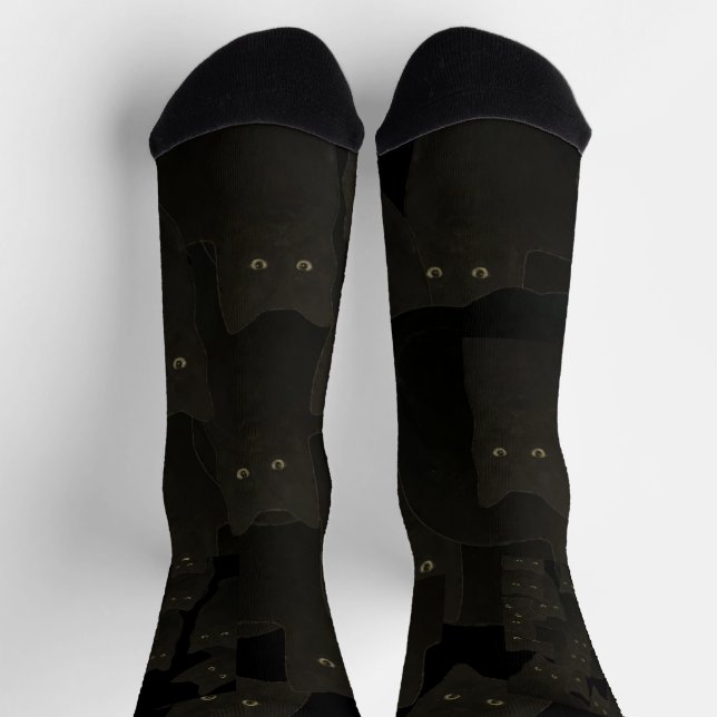 Black Cat Kitten Familiar Pet Maureen Girard Socks (Top)