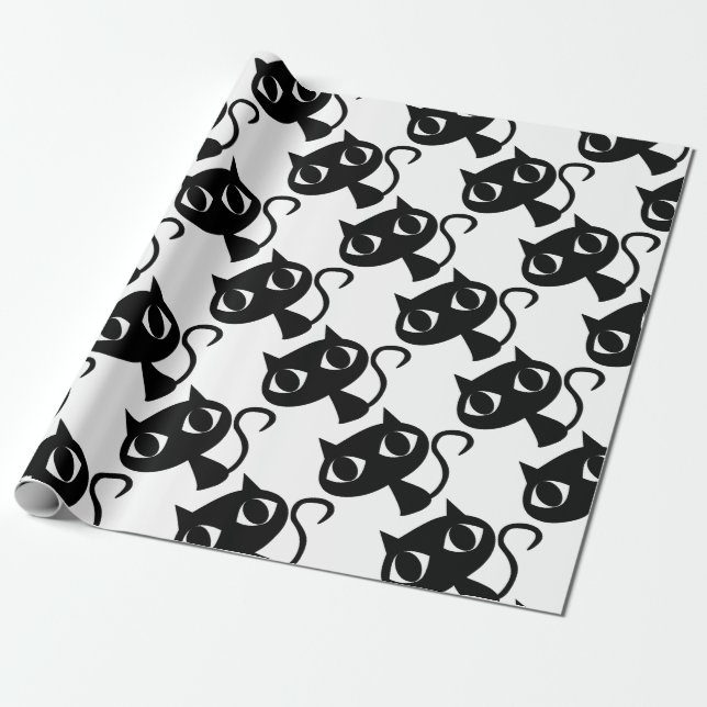 BLACK CAT KITTEN WRAPPING PAPER (Unrolled)