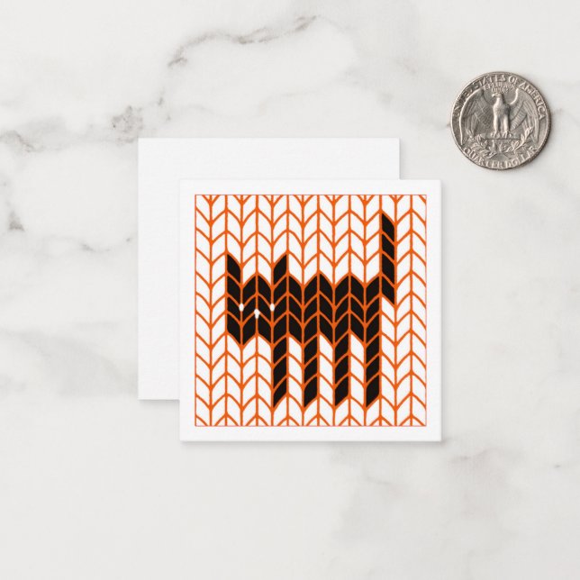 BLACK CAT KNIT 2.5" Square Flat Halloween Card (Front/Back In Situ)