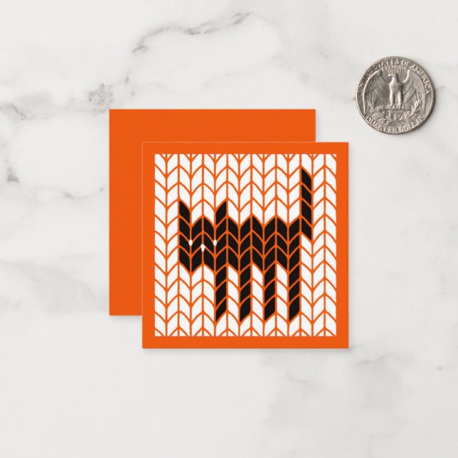 BLACK CAT KNIT 2.5" Square Flat Halloween Card II (Front/Back In Situ)