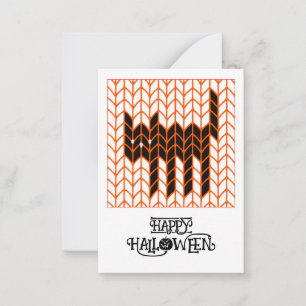 BLACK CAT KNIT 3.5x2.5 Flat Halloween Notecard