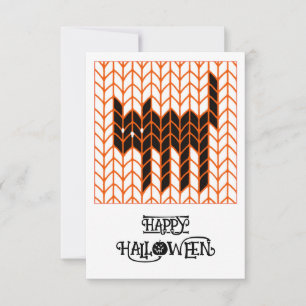 BLACK CAT KNIT 3x5 Flat Halloween Card