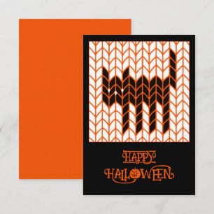 BLACK CAT KNIT 3x5 Flat Halloween Card III