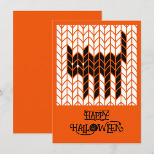 BLACK CAT KNIT 4.5x6.25 Flat Halloween Card II
